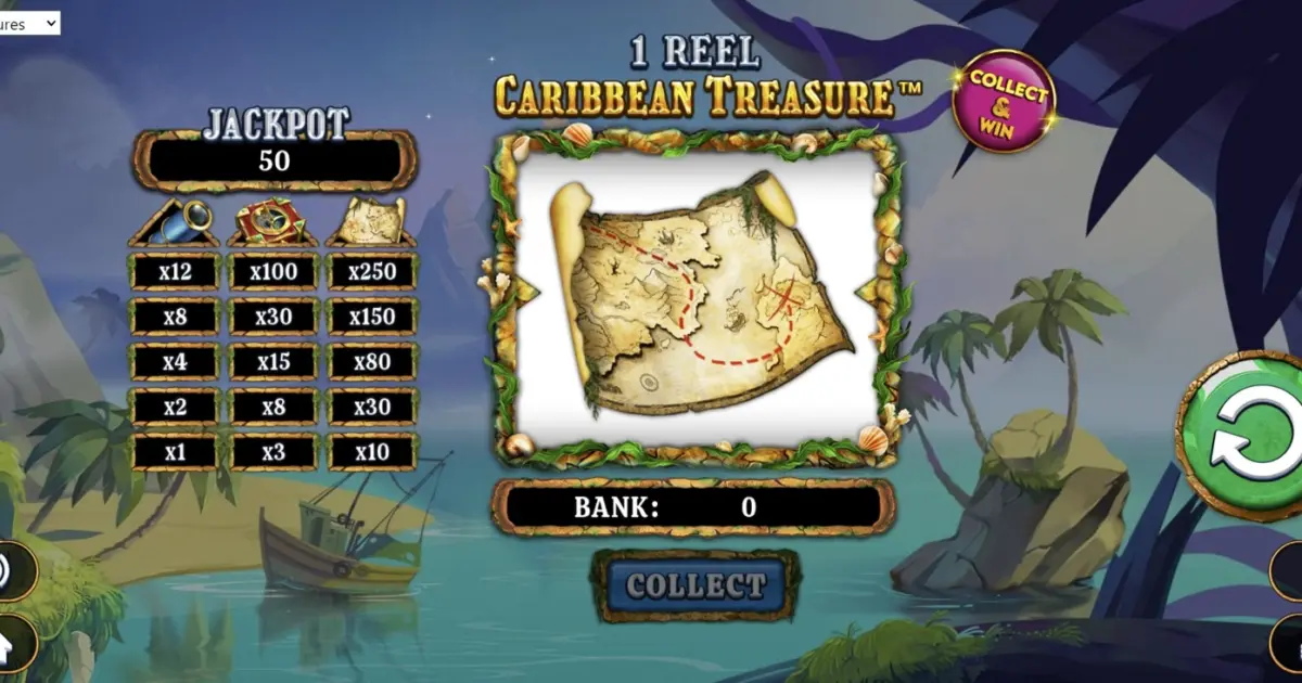 1 Reel Caribbean Treasure Slot — screenshot