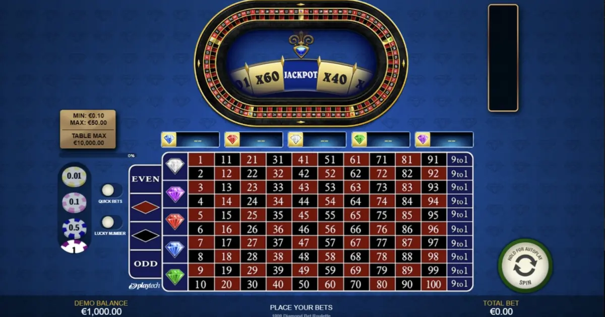 100 Diamond Bet Roulette — screenshot