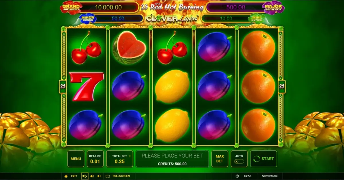 25 Red Hot Burning Clover Link Slot — screenshot