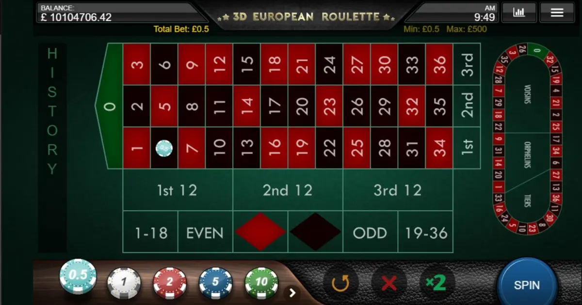 3D European Roulette — screenshot