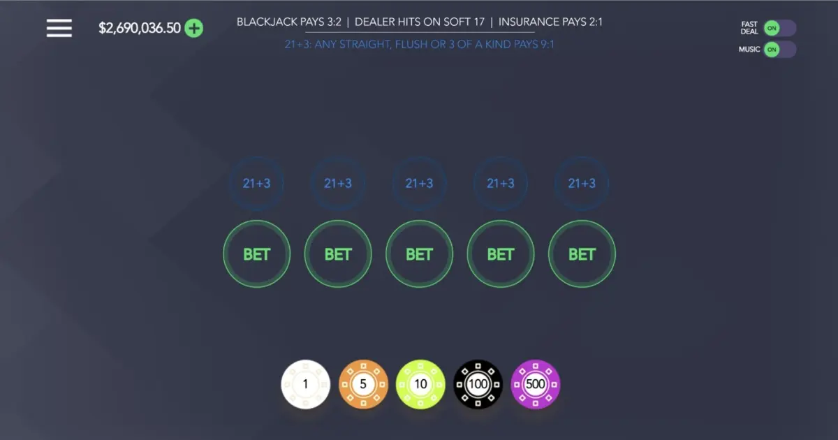 5 Handed Vegas Blackjack — screenshot