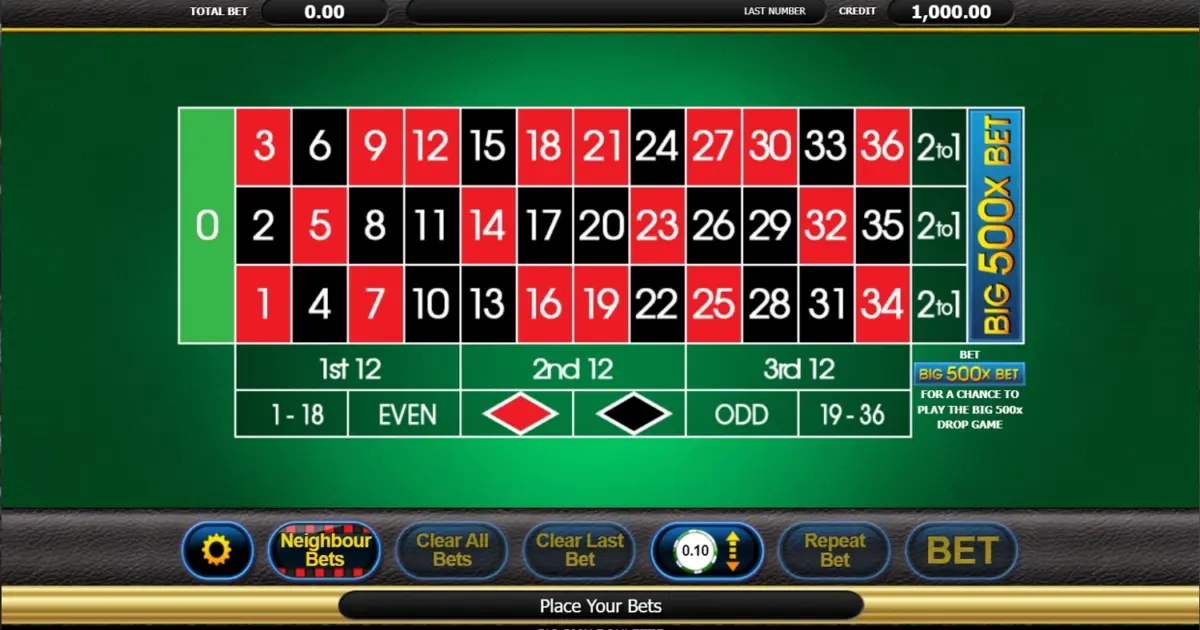 Big 500x Roulette — screenshot