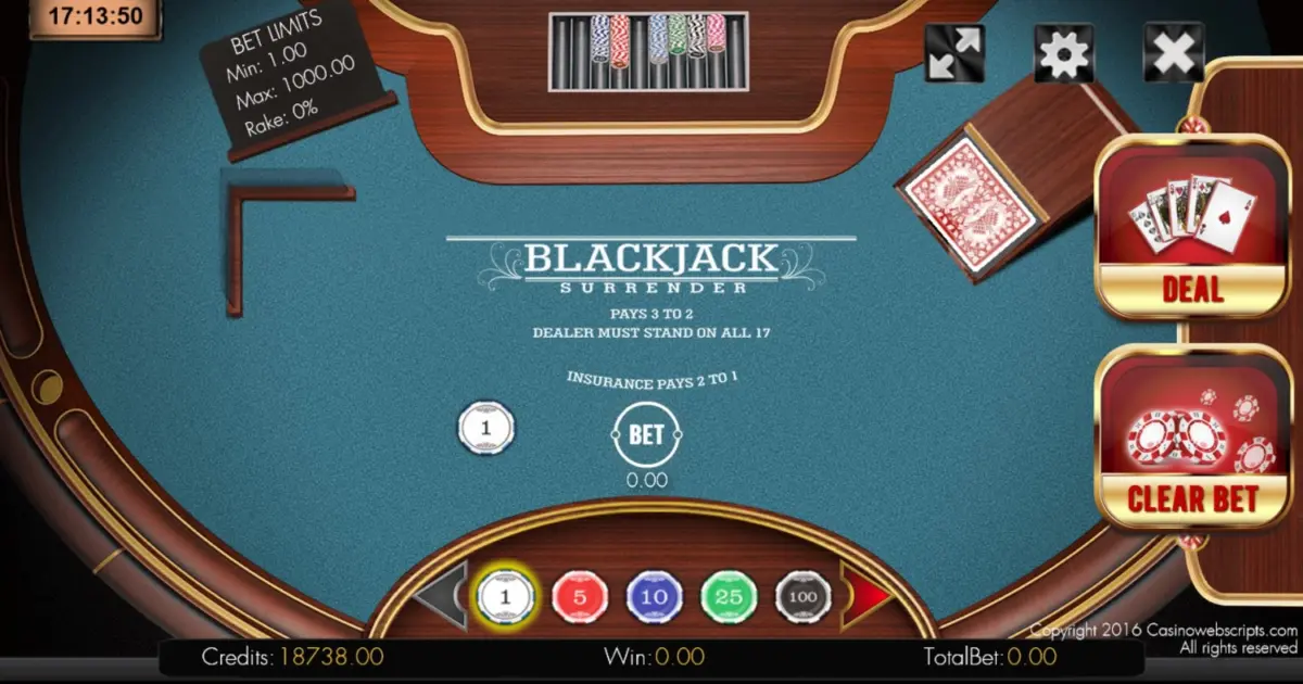 Blackjack 21 Surrender — screenshot