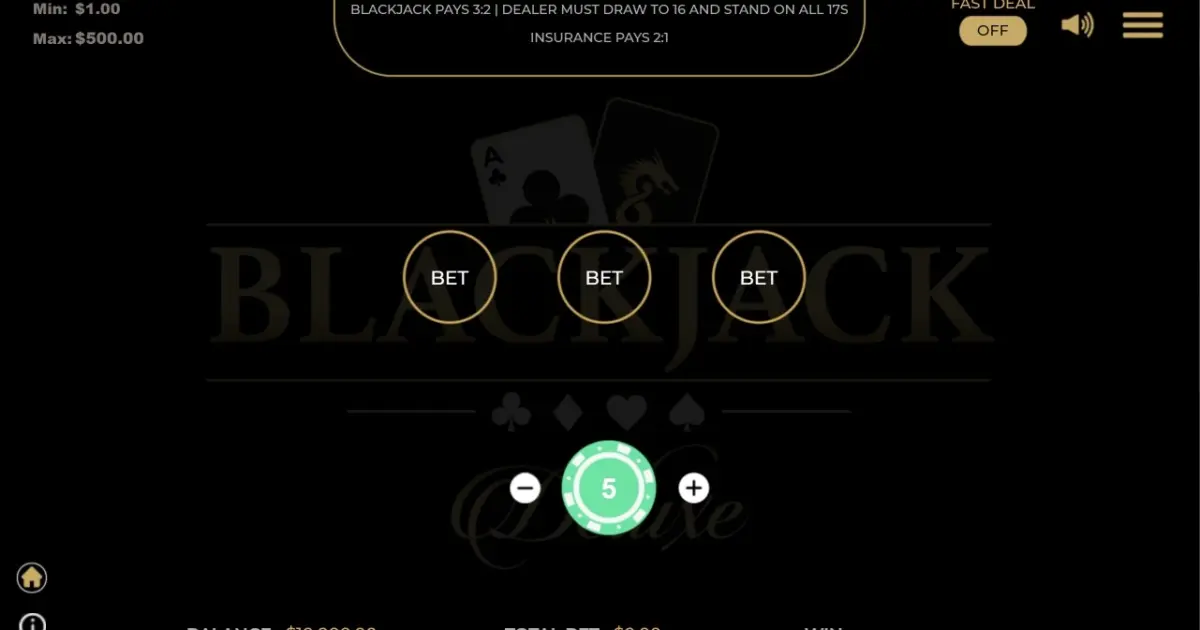 Blackjack Deluxe (Dragon Gaming) — screenshot