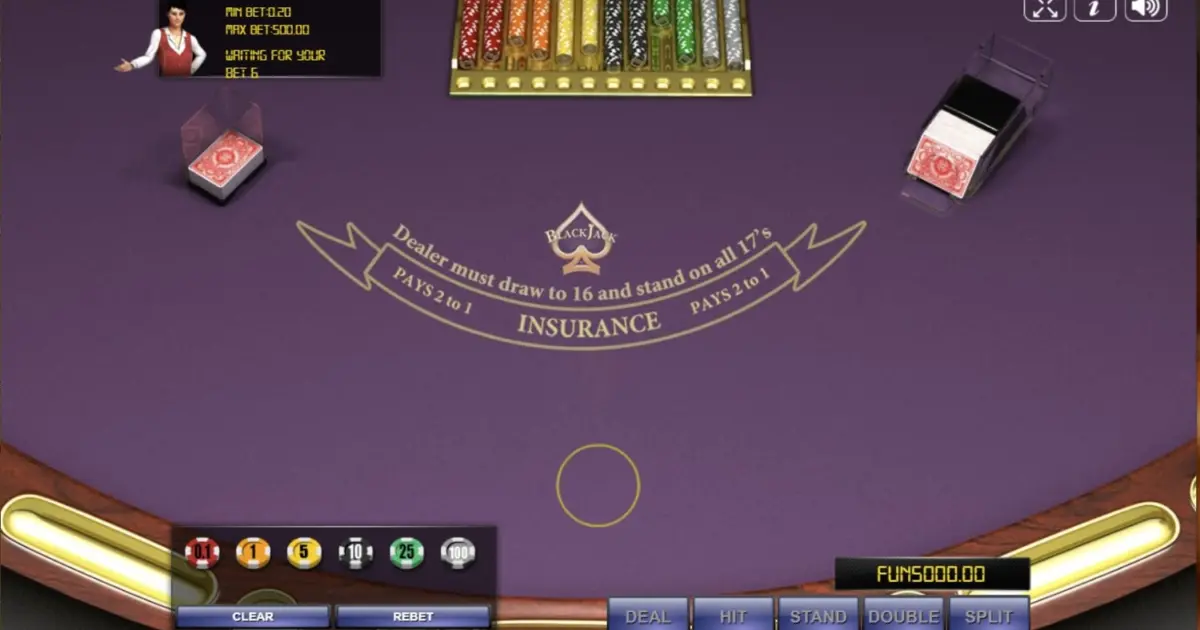 Blackjack Double Deck (Urgent Games) — screenshot