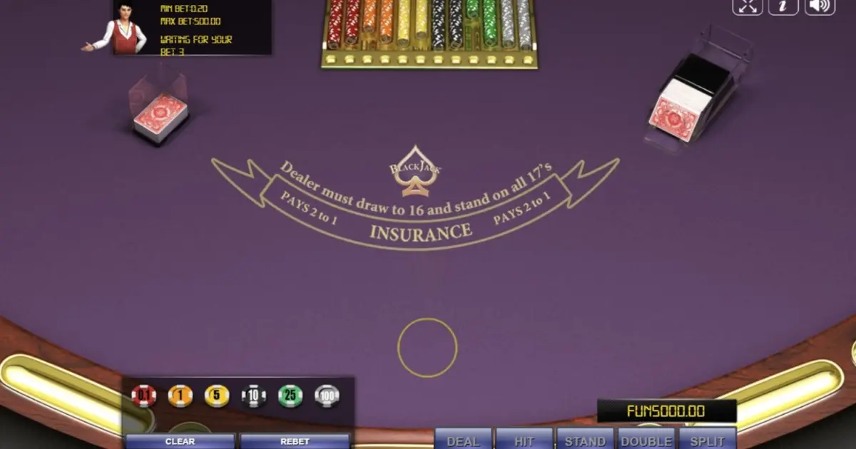 Blackjack Single Deck (Urgent Games) — screenshot