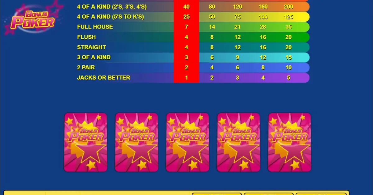 Bonus Poker (Habanero) — screenshot