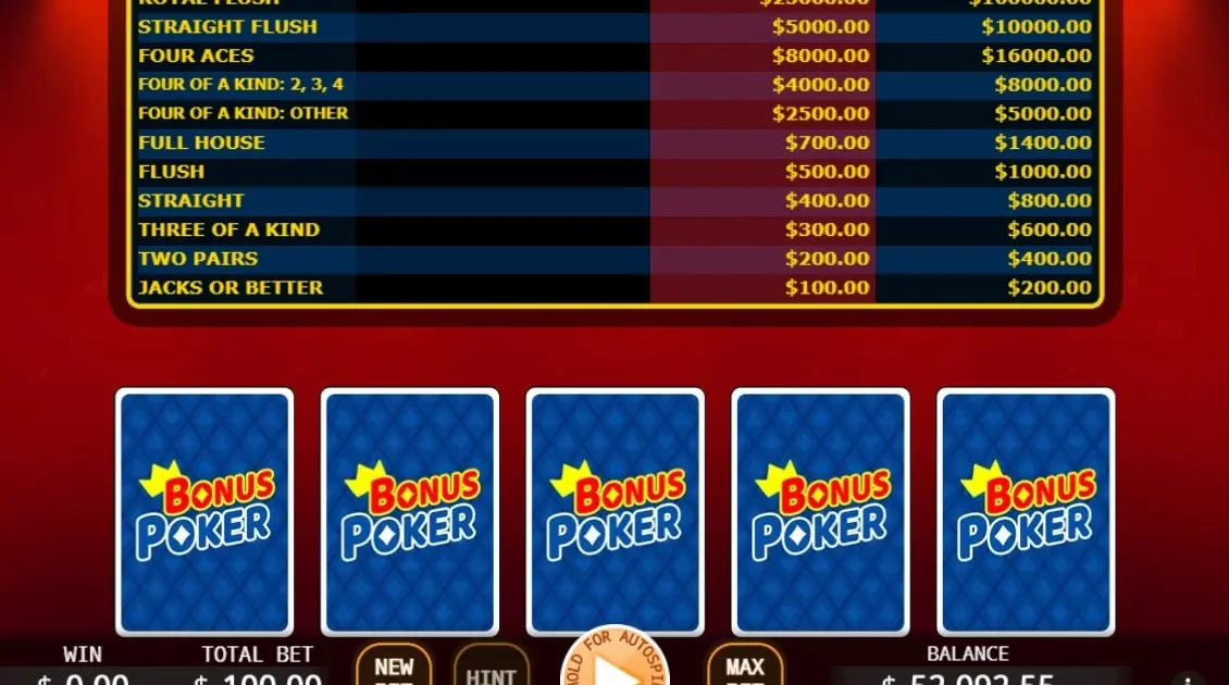 Bonus Poker (KA Gaming) — screenshot