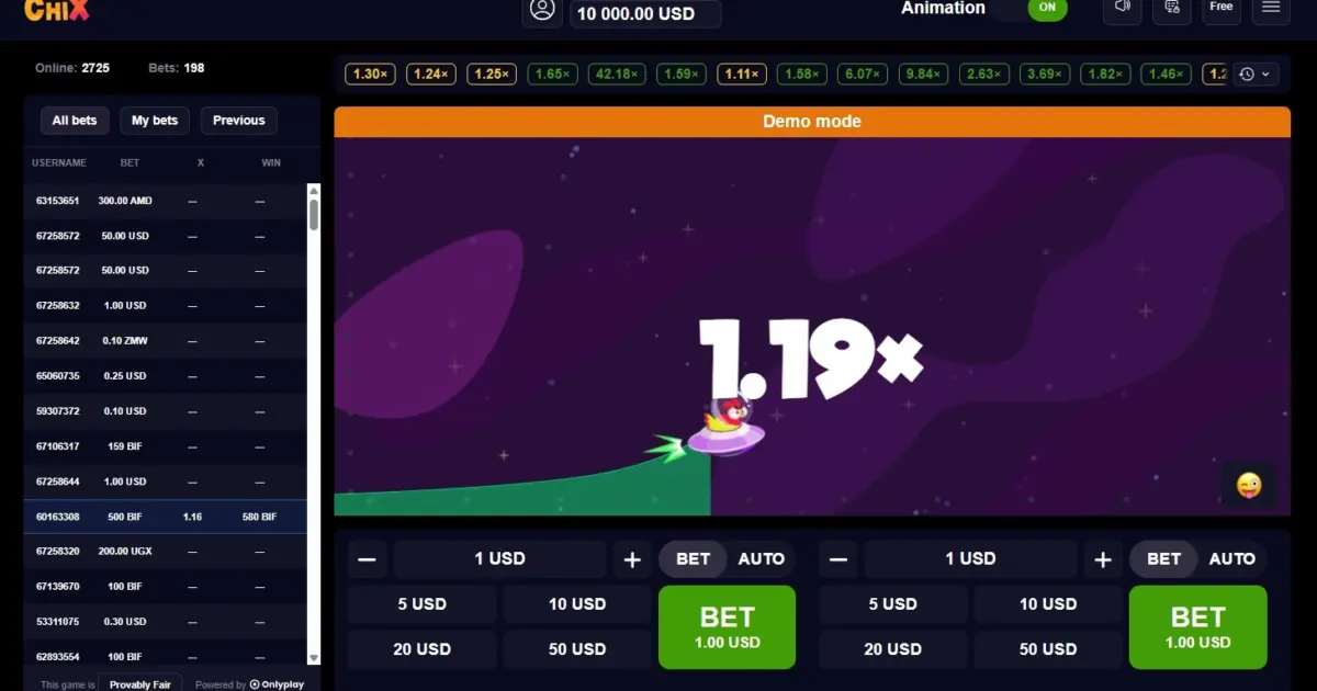 ChiX Crash Game — screenshot