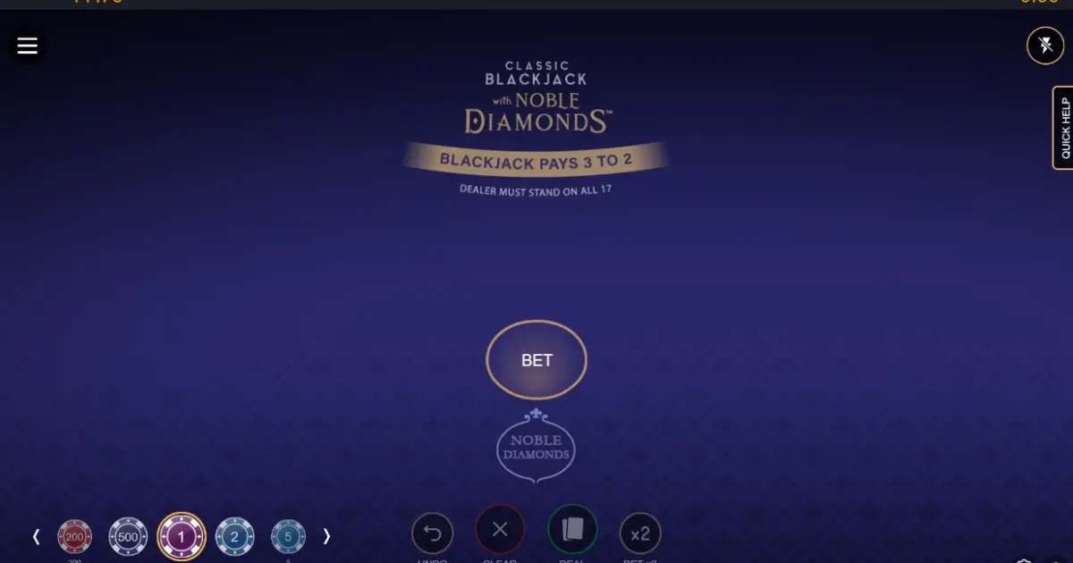 Classic Blackjack with Noble Diamonds — screenshot