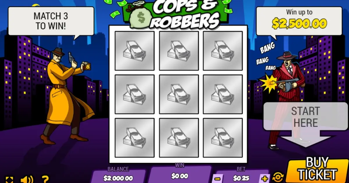 Cops and Robbers (Wizard Games) Scratch Card — screenshot