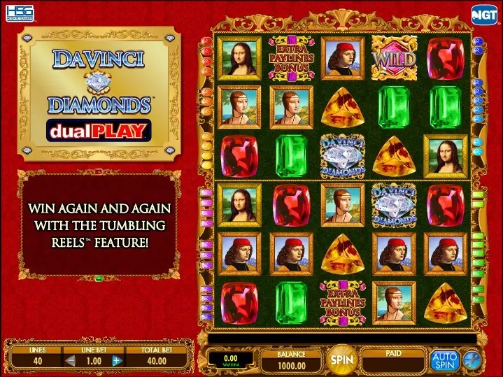 Da Vinci Diamonds Dual Play Slot — screenshot