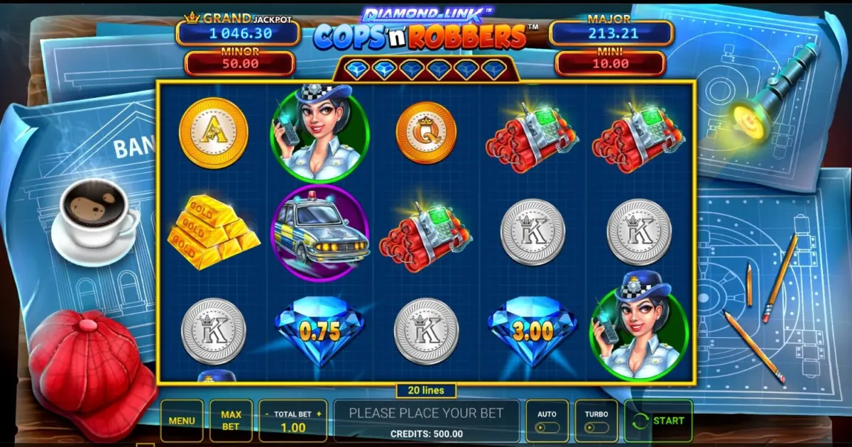 Diamond Link Cops and Robbers Linked Slot — screenshot