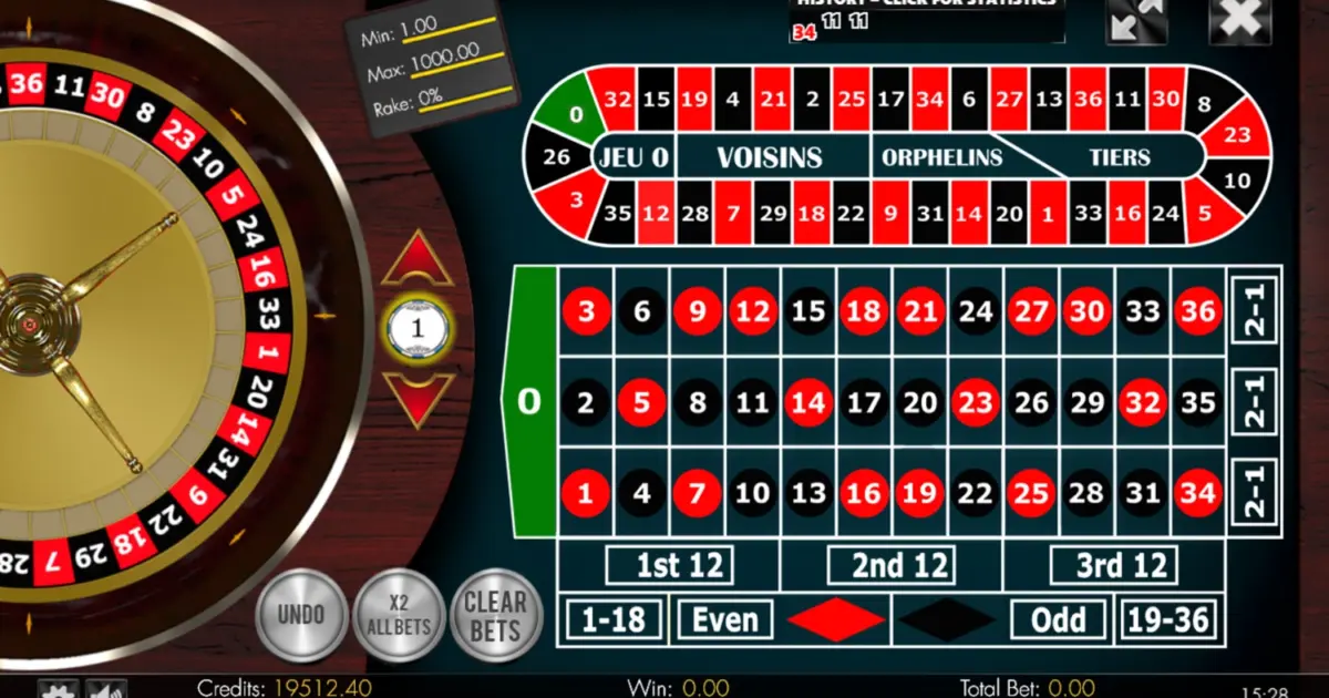 European Roulette 2D Advanced — screenshot
