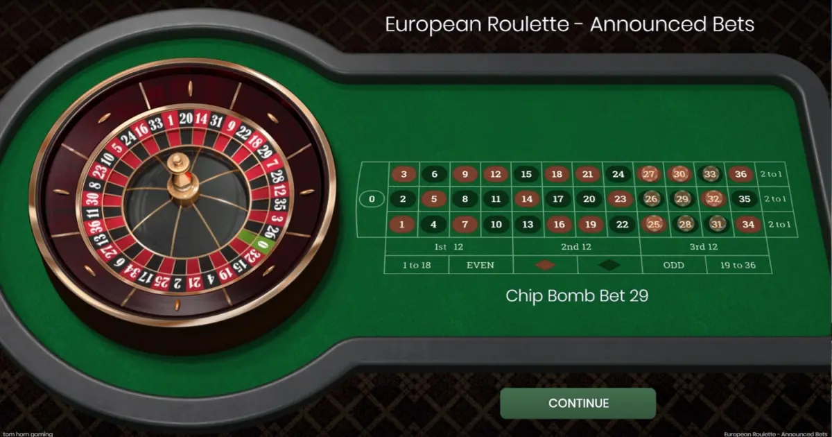 European Roulette – Annouced Bets — screenshot