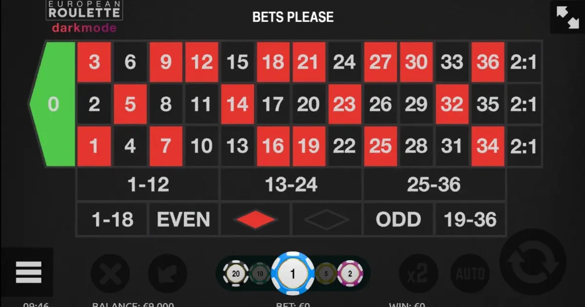 European Roulette Darkmode — screenshot