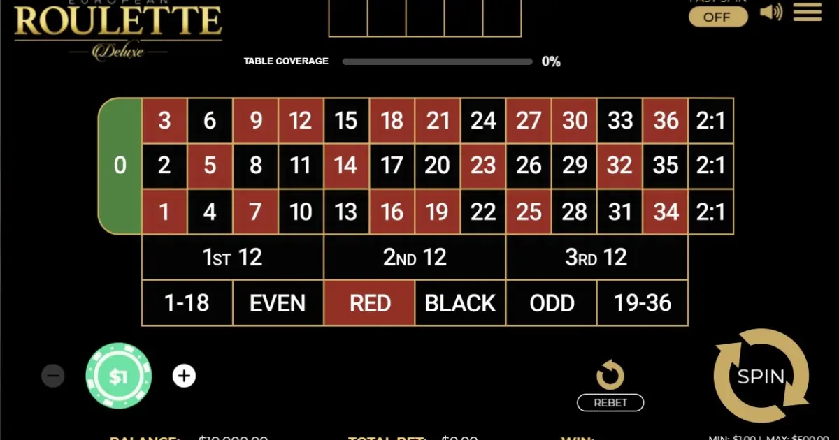 European Roulette Deluxe (Dragon Gaming) — screenshot