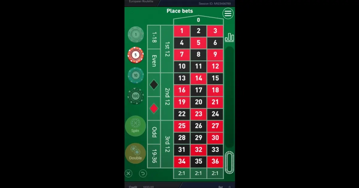 European Roulette (Esa Gaming) — screenshot