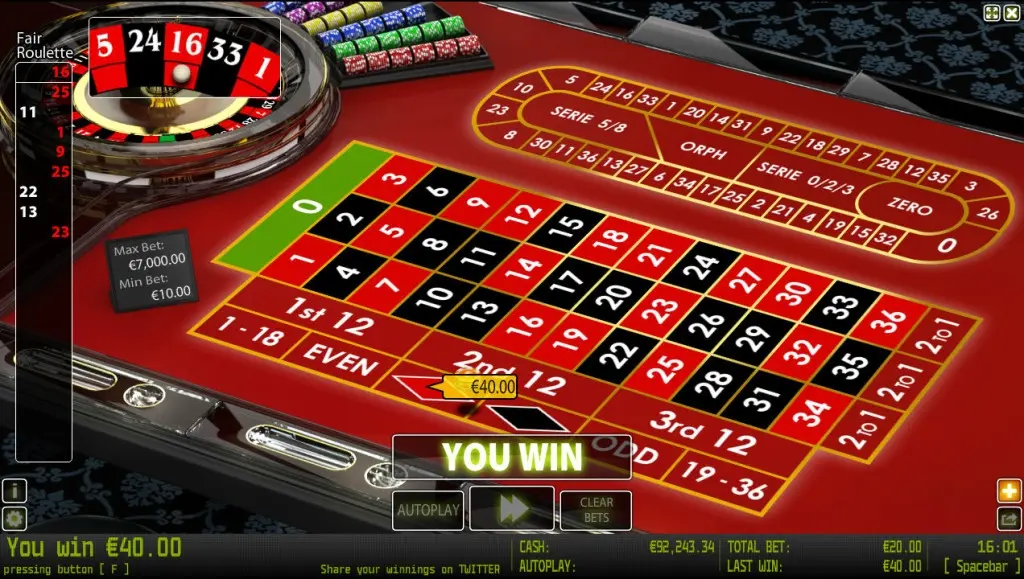 Fair Roulette Privee — screenshot