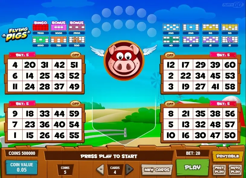 Flying Pigs Bingo — screenshot