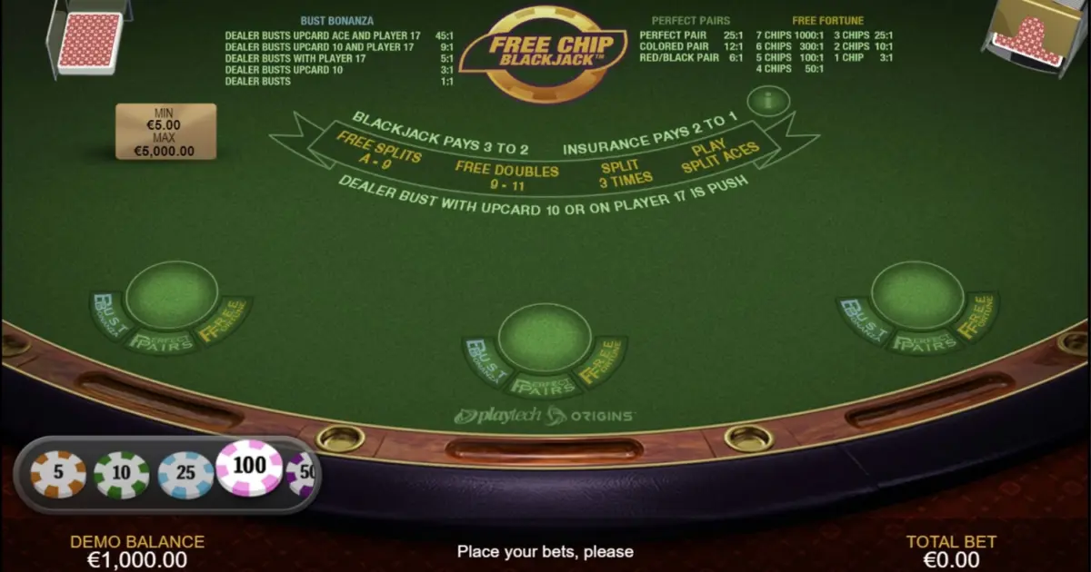 Free Chip Blackjack — screenshot