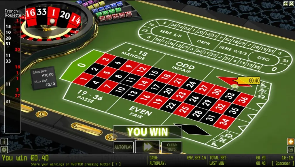 French Roulette (Worldmatch) — screenshot