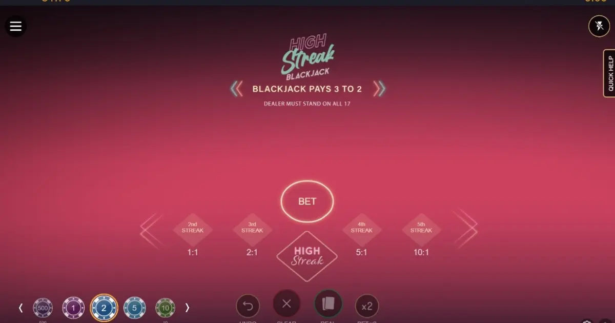 High Streak Blackjack — screenshot