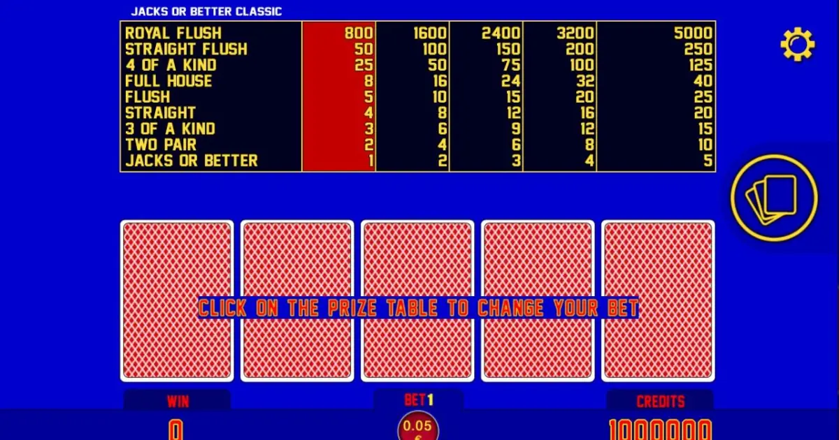 Jacks or Better Video Poker — screenshot