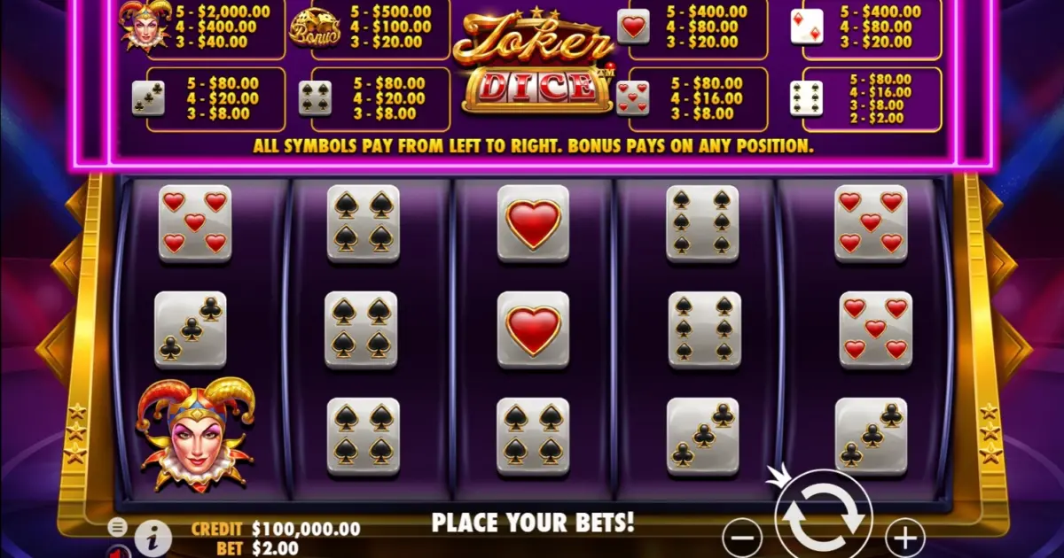 Joker’s Jewels Dice Slot — screenshot