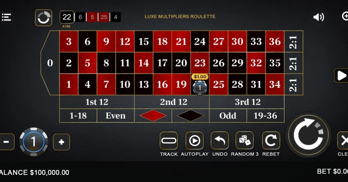 Luxe Roulette Multipliers — screenshot