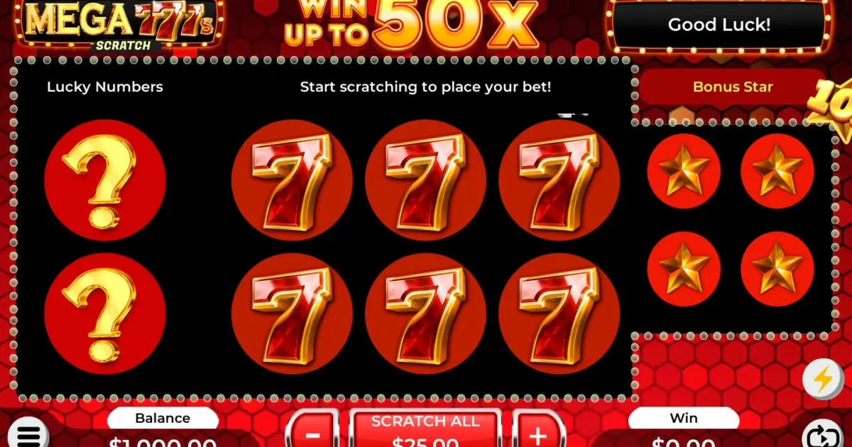 Mega 777 Scratch Card — screenshot