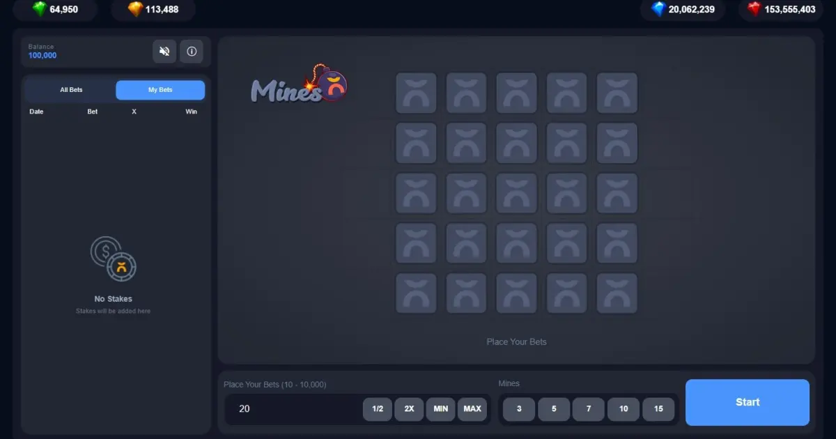Mines (PopOK Gaming) Crash Game — screenshot