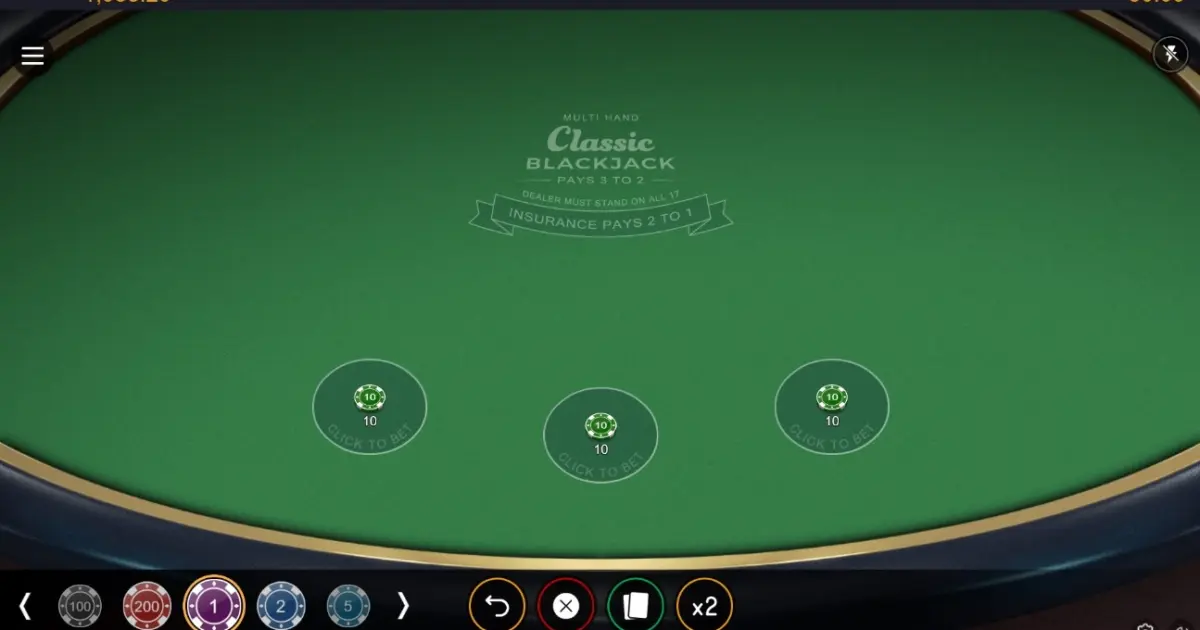 Multihand Classic Blackjack — screenshot