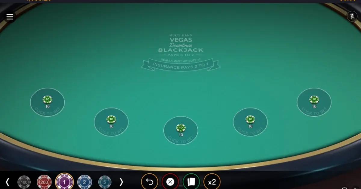 Multihand Vegas Downtown Blackjack — screenshot