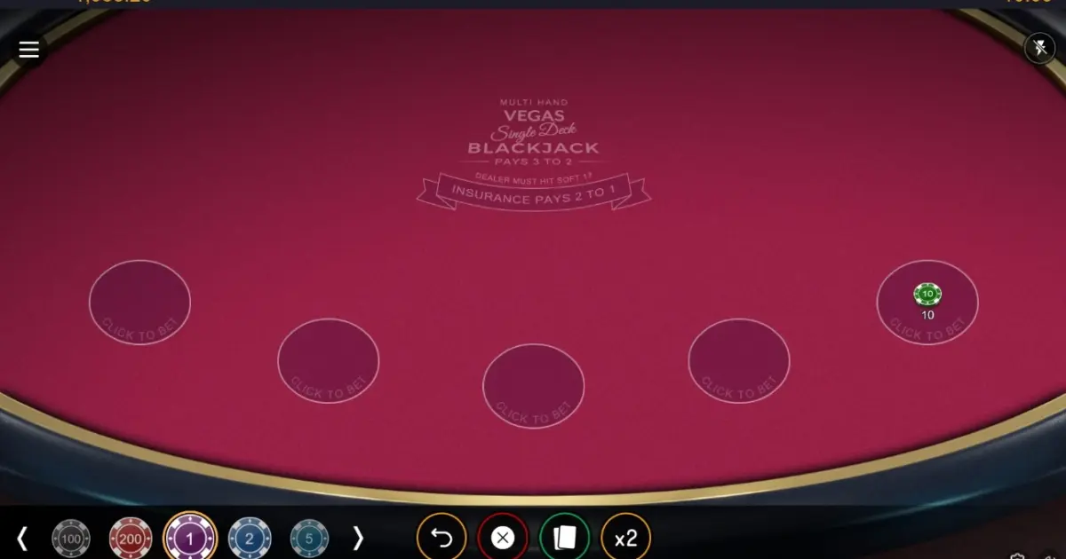 Multihand Vegas Single Deck Blackjack — screenshot