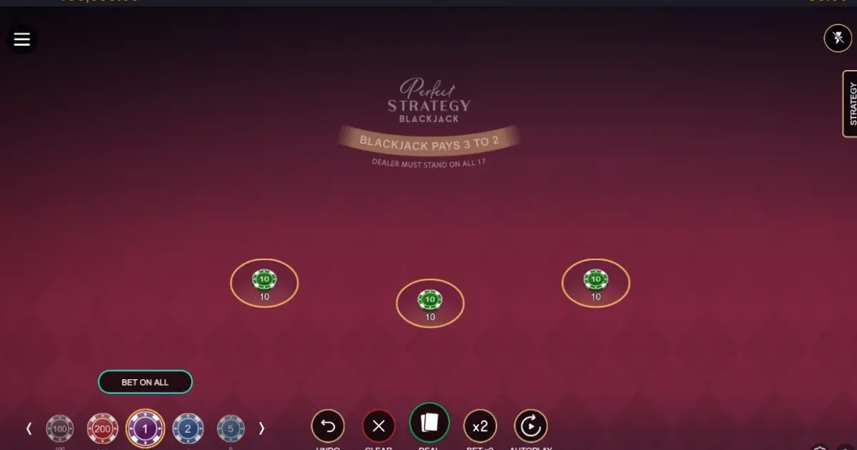 Perfect Strategy Blackjack — screenshot