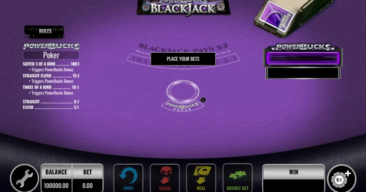PowerBucks Blackjack — screenshot