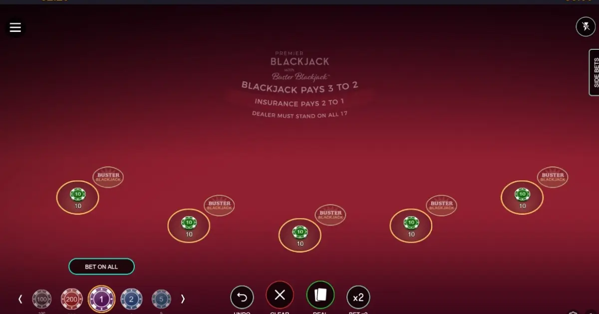 Premier Blackjack with Buster Blackjack — screenshot