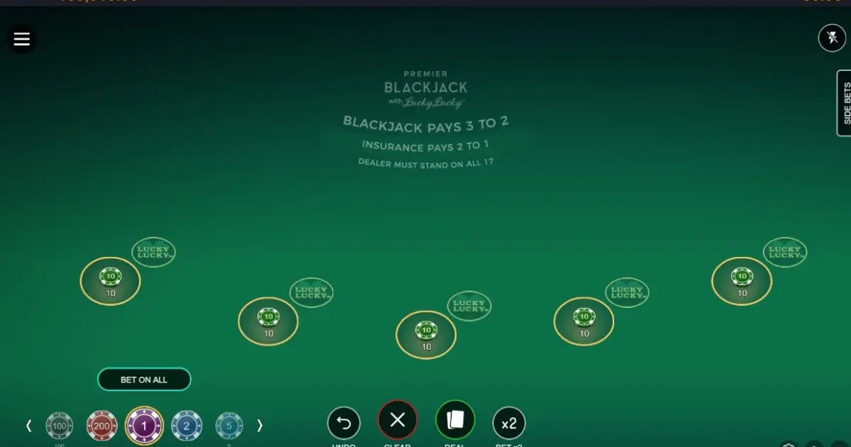 Premier Blackjack with Lucky Lucky — screenshot
