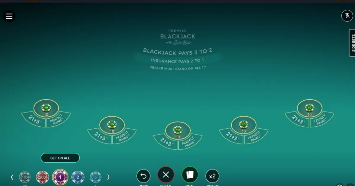 Premier Blackjack with Side Bets — screenshot