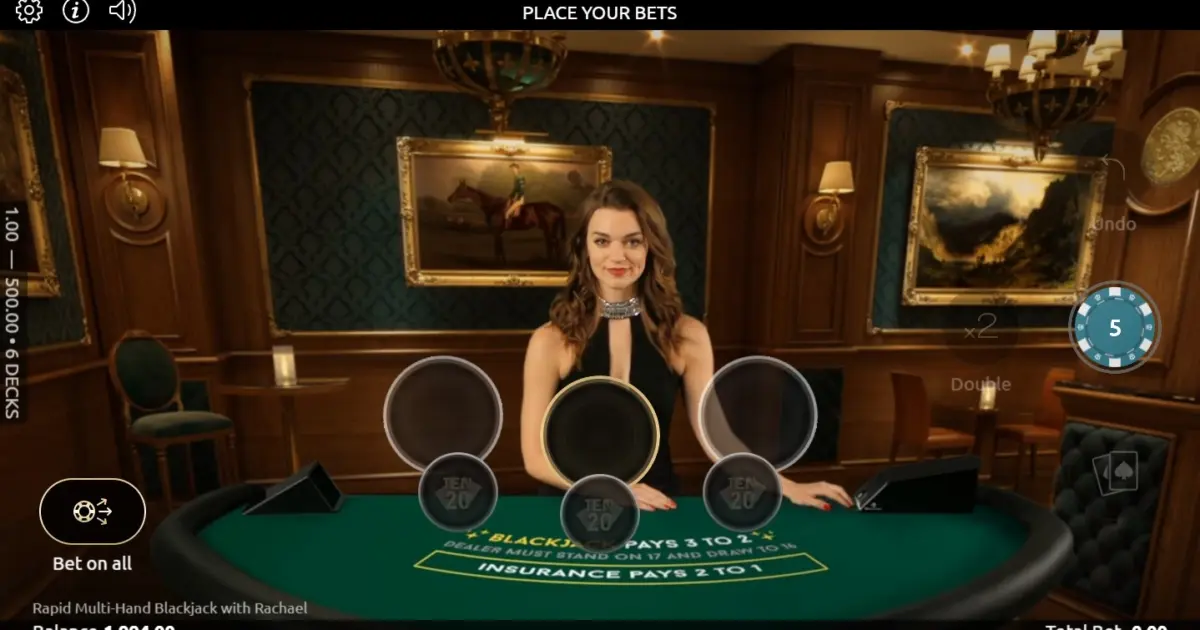 Rapid Multihand Blackjack with Rachael — screenshot