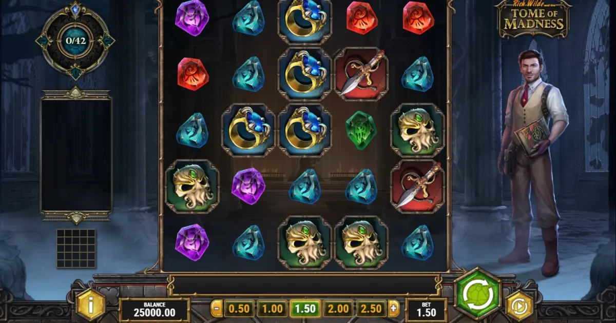 Rich Wilde and the Tome of Madness Slot — screenshot