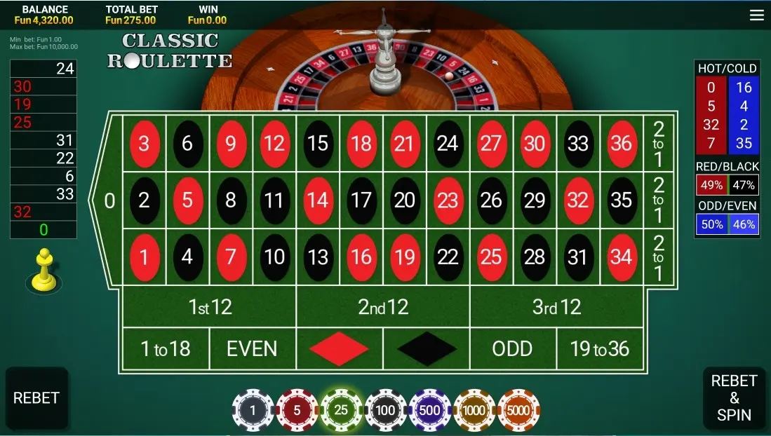 Roulette — screenshot