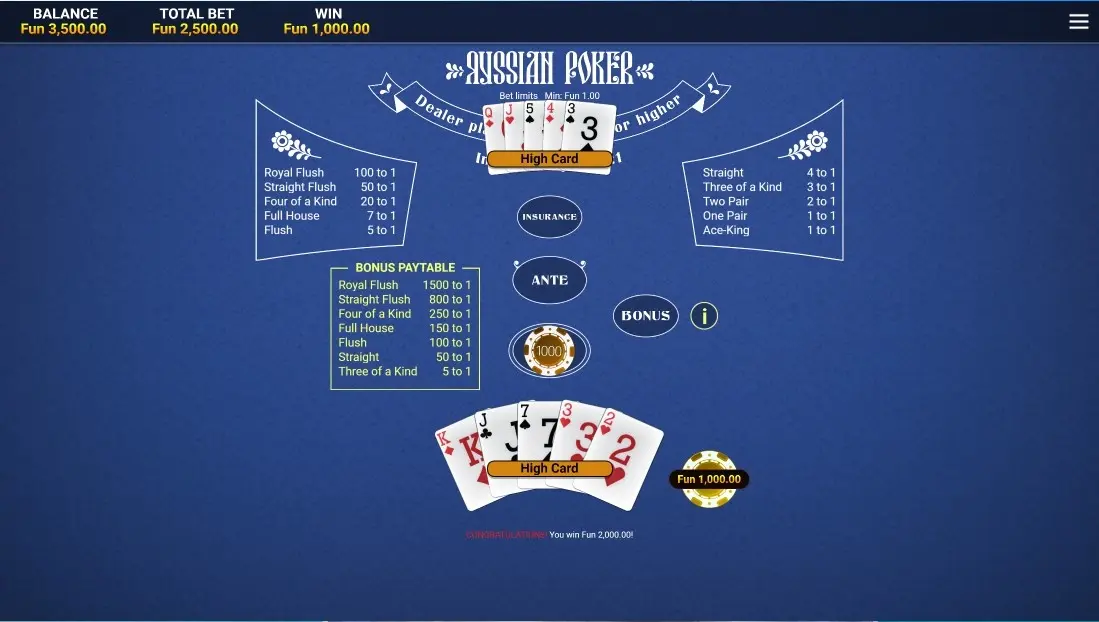 Russian Poker — screenshot