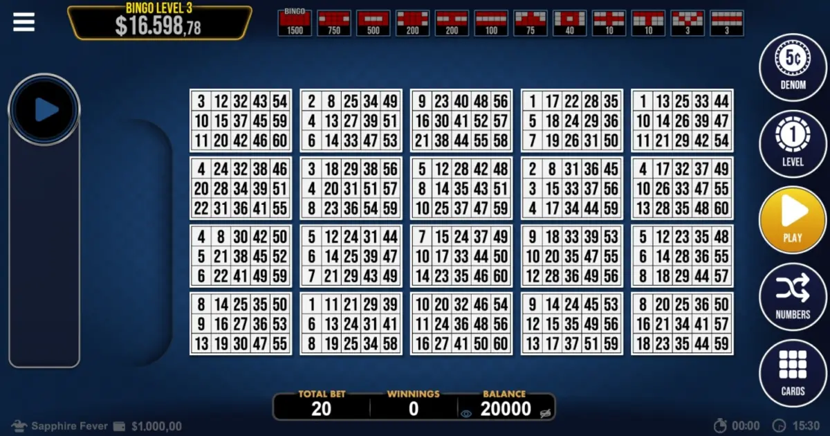Sapphire Fever Bingo — screenshot
