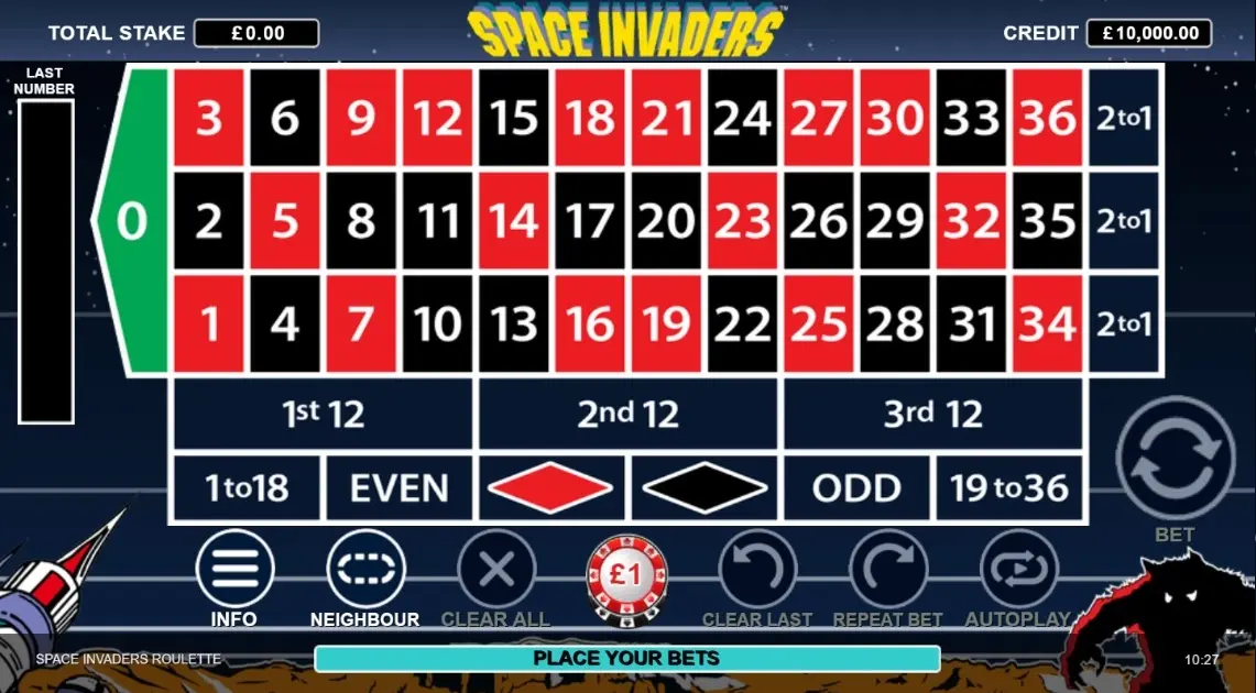 Space Invaders Roulette — screenshot