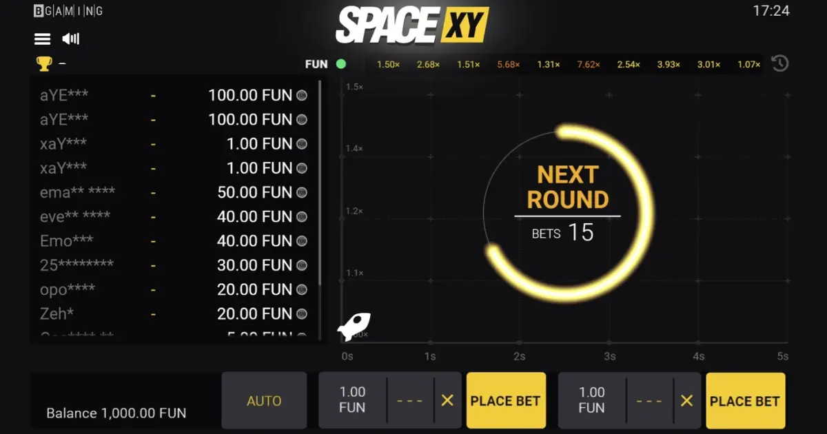 Space XY Crash Game — screenshot