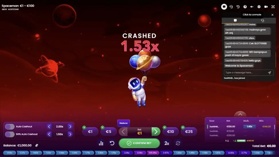 Spaceman Crash Game — screenshot