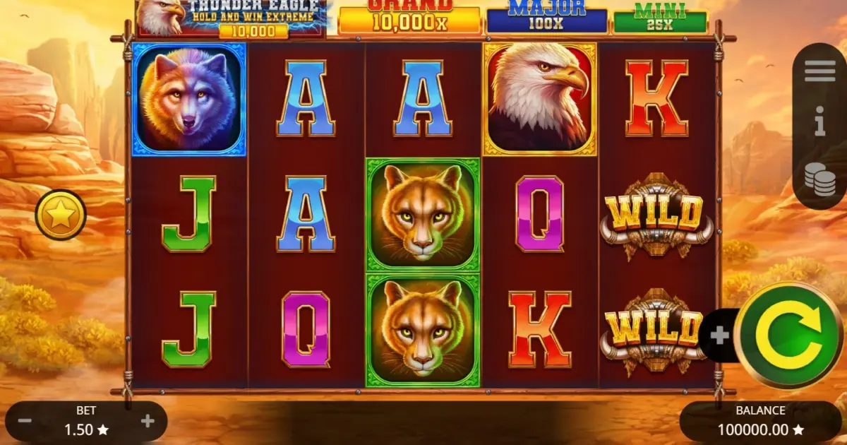 Thunder Eagle Hold and Win Extreme 10,000 Slot — screenshot