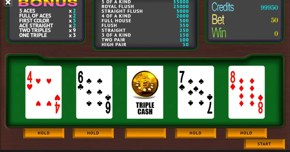 Triple Cash Video Poker — screenshot